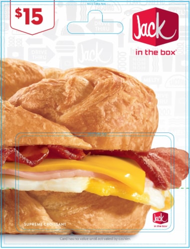 Jack in the Box $15 Gift Card - After Pickup visit us online to activate and add value Perspective: front