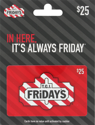 Tgi Friday's $25 Gift Card Perspective: front