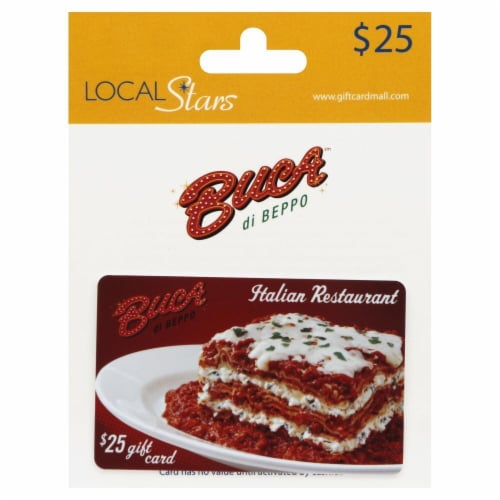 Buca Di Beppo $25 Gift Card Perspective: front