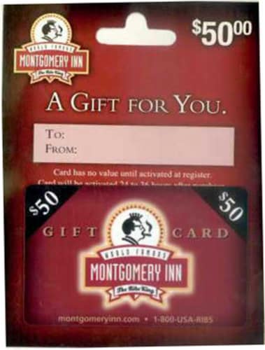 Montgomery Inn $50 Gift Card Perspective: front