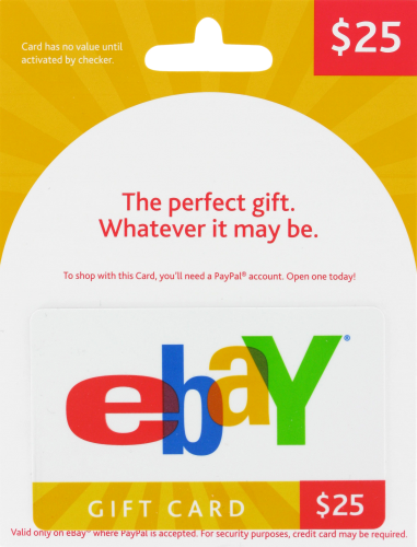 Ebay $25 Gift Card Perspective: front