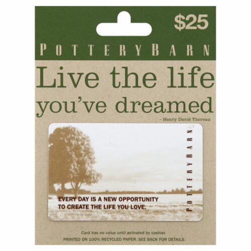 Pottery Barn $25 Gift Card Perspective: front