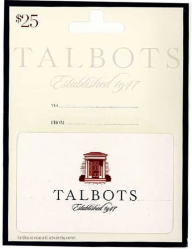 Talbots $25 Gift Card Perspective: front