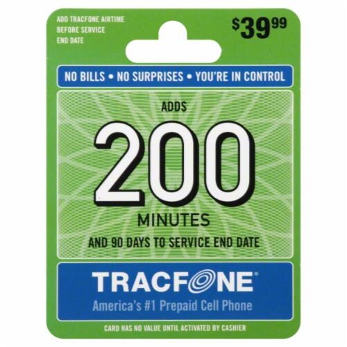 Tracfone 200 Minute Phone Card Perspective: front