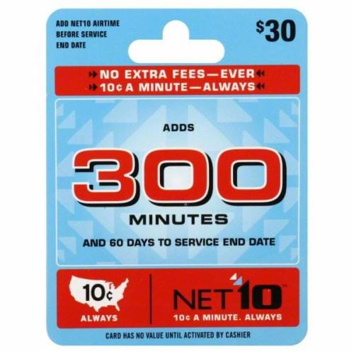 Net 10 300 Minutes Phone Card Perspective: front
