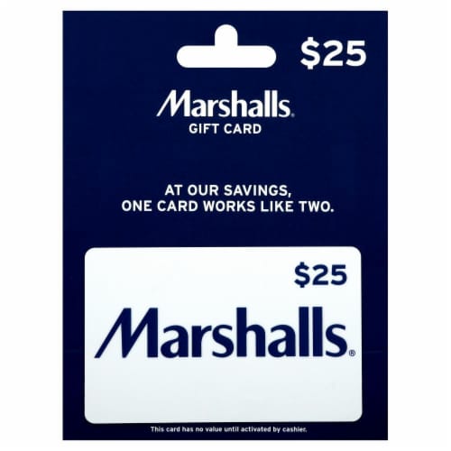 Marshalls $25 Gift Card Perspective: front