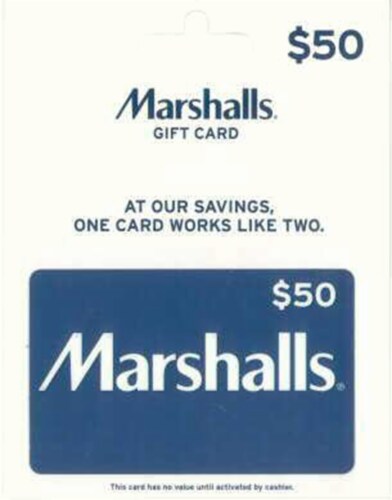 Marshalls $50 Gift Card Perspective: front