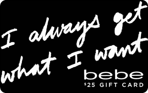 Bebe $25 Gift Card Perspective: front
