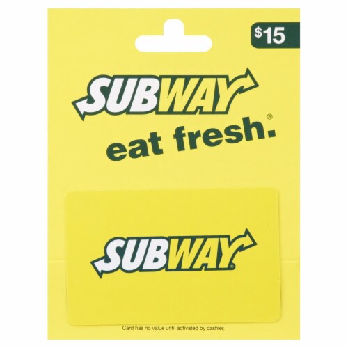 Subway $15 Gift Card Perspective: front