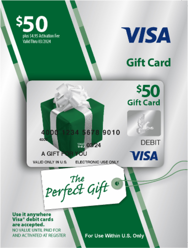  Visa $50 Balloons Gift Card (plus $4.95 Purchase Fee