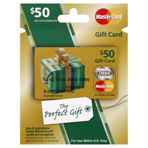 Mastercard $50 Gift Card ($4.95 activation fee) Perspective: front