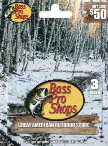 Bass Pro Shops $50 Gift Card Perspective: front