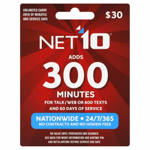 Net10 Wireless 300 Minutes Phone Card Perspective: front