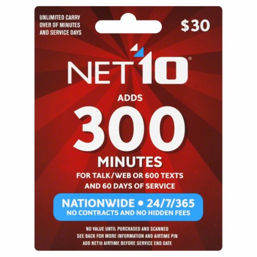 Net10 Wireless 300 Minutes Phone Card Perspective: front