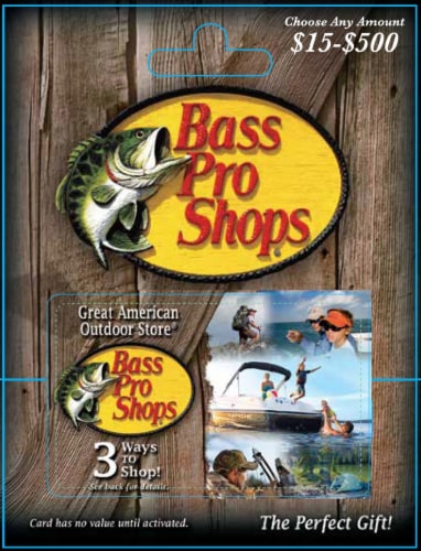 Bass Pro Shop $15-$500 Gift Card Perspective: front
