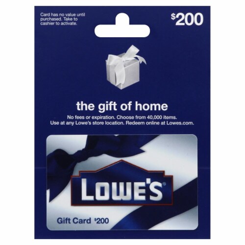 Lowe's $200 Gift Card Perspective: front