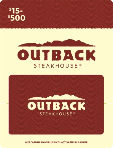 Outback $15-$500 Gift Card Perspective: front