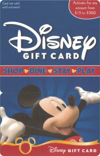 Disney $15-$500 Gift Card Perspective: front
