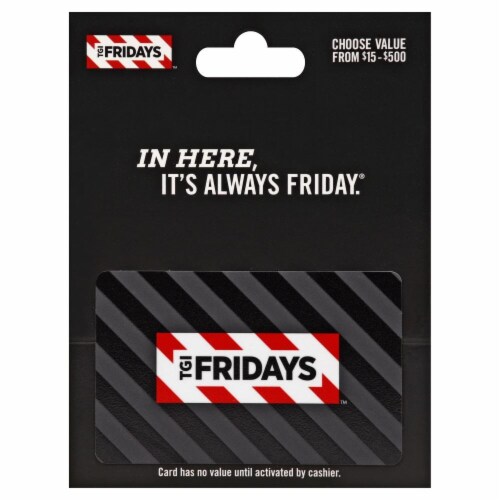 TGI Fridays $15-$500 Gift Card Perspective: front