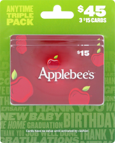 Applebee's Anytime Triple Pack $45 Gift Card Multipack Perspective: front