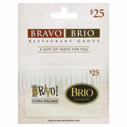 Bravo Brio $25 Gift Card Perspective: front