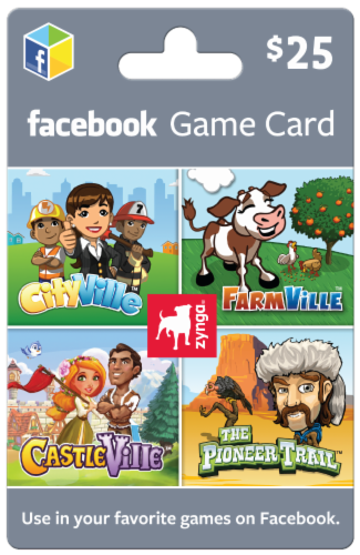 Zynga $25 Gift Card Perspective: front