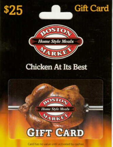 Boston Market $25 Gift Card Perspective: front