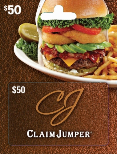Claim Jumper $50 Gift Card Perspective: front