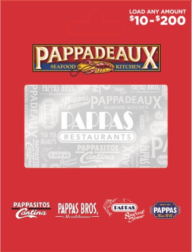 Pappas $10-$200 Gift Card Perspective: front