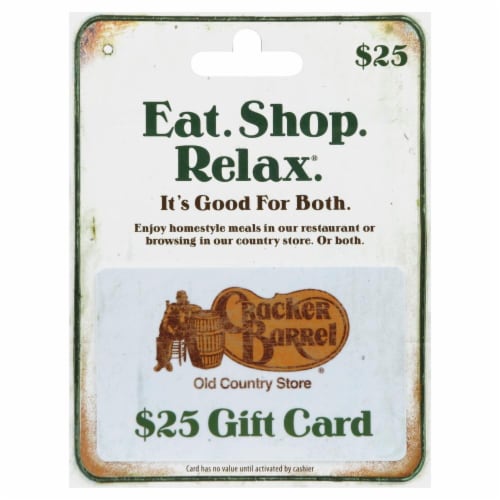 Cracker Barrel $25 Gift Card Perspective: front