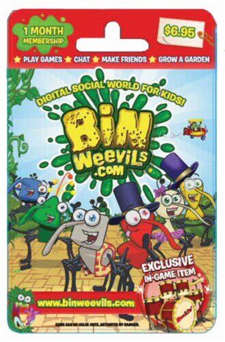 Bin Weevils 1 Month $6.95 Gift Card Perspective: front
