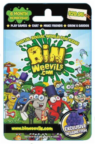 Bin Weevils 6 Month $29.95 Gift Card Perspective: front