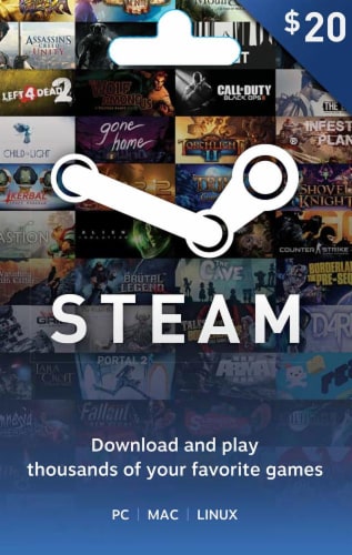 Steam $20 Gift Card Perspective: front