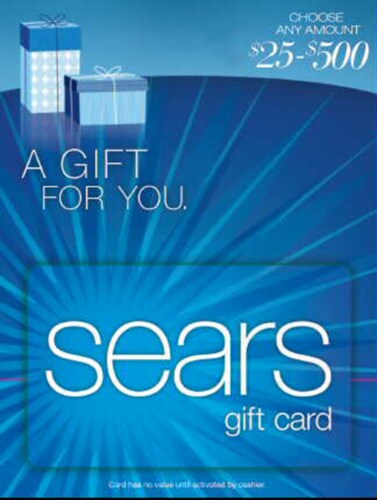 Sears Variable Amount Gift Card Perspective: front