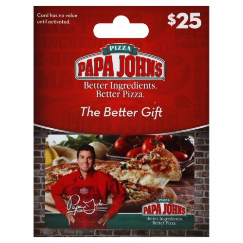Papa John's $25 Gift Card Perspective: front