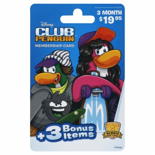 Club Penguin 3 Month $19.95 Gift Card Perspective: front
