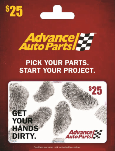 Advance Auto Parts $25 Gift Card Perspective: front