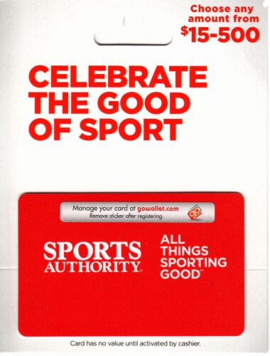 Sports Authority $15-$500 Gift Card Perspective: front