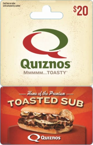 Quiznos $20 Gift Card Perspective: front