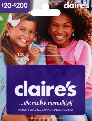 Claire's Variable Amount Gift Card Perspective: front