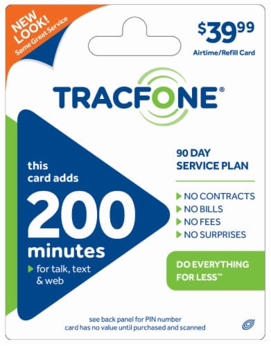 TracFone 200 Minute $40 Phone Card Perspective: front