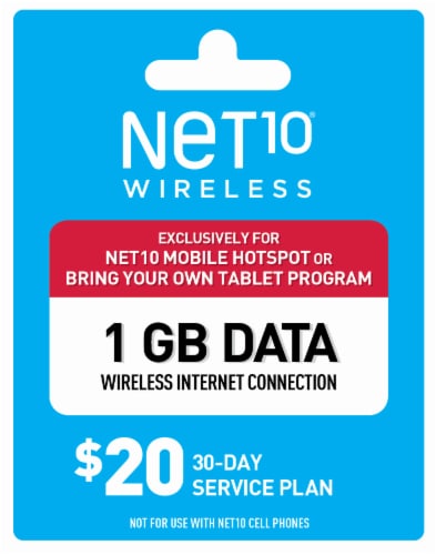 Net10 Wireless 1 GB Data $20 Phone Card Perspective: front