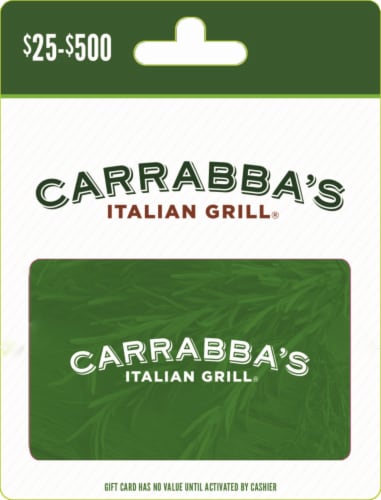 Carrabba's Italian Grill $25-$500 Gift Card Perspective: front