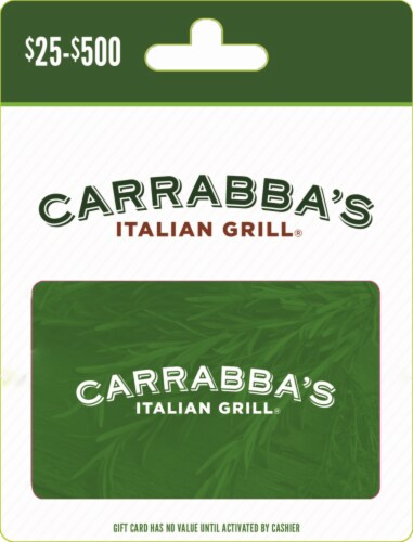 Carrabba's Italian Grill $25-$500 Gift Card Perspective: front