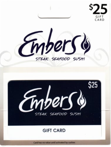 Embers Restaurant $25 Gift Card Perspective: front