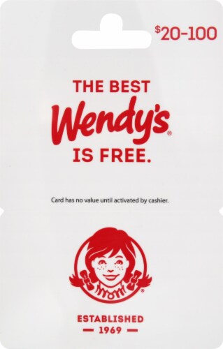 Wendy's Variable Amount Gift Card Perspective: front