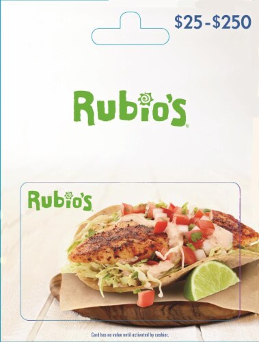Rubio's Variable Amount Gift Card Perspective: front