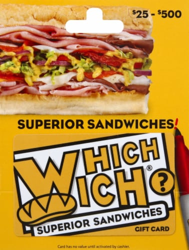 Which Wich Variable Amount $20-500 Gift Card Perspective: front