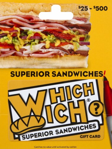 Which Wich Variable Amount $20-500 Gift Card Perspective: front
