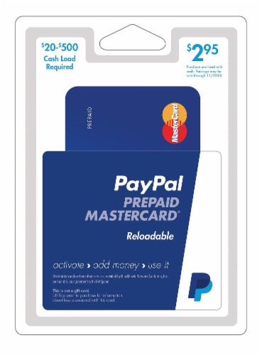 PayPal Mastercard Reloadable Prepaid Debit Card VL $20-$500, 2.95